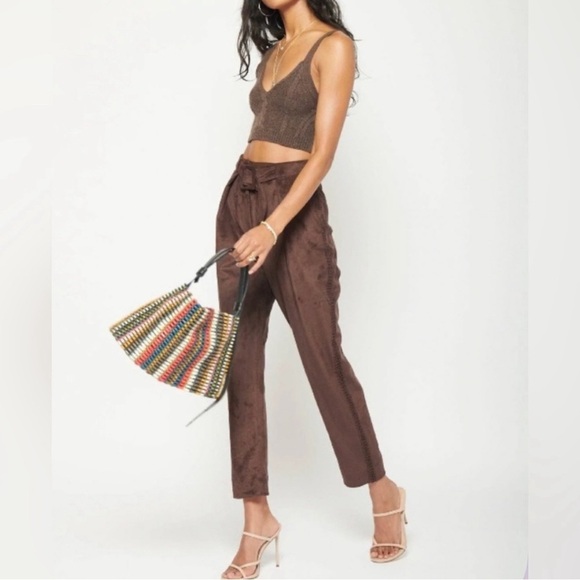 NWOT‎ JONATHAN SIMKHAI Gabriella faux Suede Cropped Pant Trousers Women’s size 2 - Picture 2 of 13